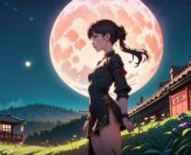 Woman in Front of a Full Moon - Atey Ghailan and Stanley Artgerm Lau's Detailed Fantasy Art