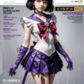 手機桌布，土萌螢 (Sailor Saturn) 美少女戰士，寫實，紫衣佳人：動漫時尚封面