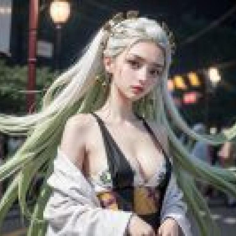 The blade of ghosts swims in Guo， live -action version， falling jealous， street style: the blade of the blade of the ghost destroy， the long -haired woman is in the corner， and the fan -shaped street style is played at night.