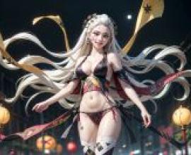 The blade of ghosts swims in Guo， live version， falling girl， and white night shadow: live -action falling Jiji bikini head jewelry womens white hair at night， fan Qi cosplay statue neogeo.