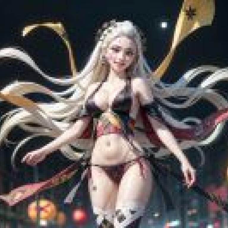The blade of ghosts swims in Guo， live version， falling girl， and white night shadow: live -action falling Jiji bikini head jewelry womens white hair at night， fan Qi cosplay statue neogeo.