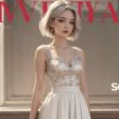 電腦桌布，雜誌封面白髮美女寫真，真人，韓式婚紗流行模