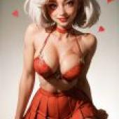 Mobile phone wallpaper， devil seduces white-haired girl， anime， charming orange-haired character