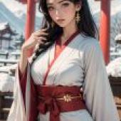 Mobile phone wallpaper， long-haired beauty in kimono， animation， ancient style: girl in Hanfu