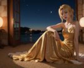 Golden skirt full moon night window -free tablecloth download