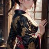 Mobile phone wallpaper， real people， beauty of Japan: integration of kimono and animation