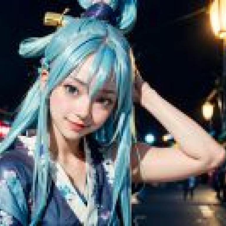 Live version， popular anime， the goddess of water， Acroga， blessing for the beautiful world， luminous blue hair