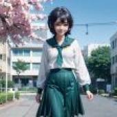 Computer wallpaper， live version， Mai Tina Hiiragi， longing to become a magical girl， green and white fashion: Anime girls who travel through real life