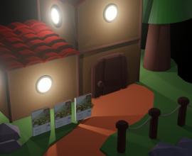 夜晚的森林小屋 與 三本書 blender 3D 練習