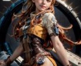 Mobile phone wallpaper， Aloy Horizon， realistic， steampunk and cosplay fantasy fusion