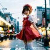 Computer tablecloth， live -action version， wooden cherry， sakura kinomoto， Kulo magic envoy， street romance: red skirt cool street shooting