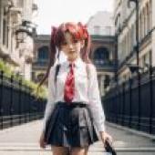 computer wallpaper， Kuroko Shirai， scientific railgun， real person， anime fantasy with red-haired character