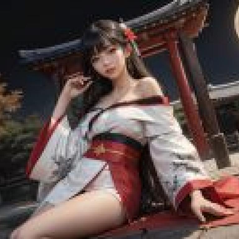 The pagoda night kimono girl， the tablecloth is free to download the full moonlight