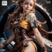 Mobile phone wallpaper， Aloy Horizon， realistic， steampunk and cosplay fantasy fusion