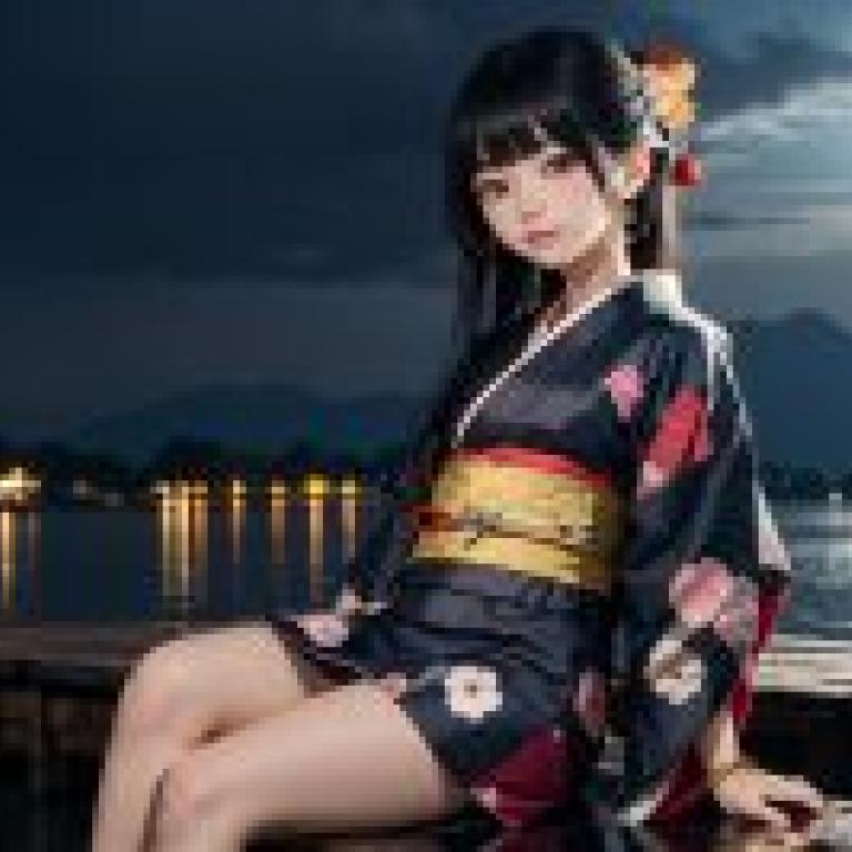 Live anime， hell girl， Yan Moai， kimono， crossing the moon kimono， the dock leans on dreams