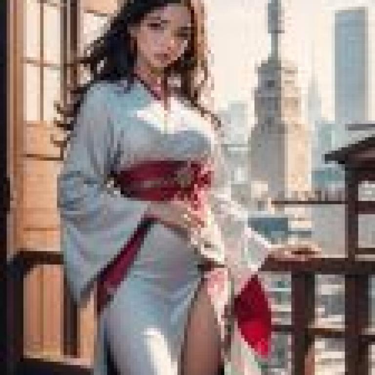 Mobile phone wallpaper， long-haired beauty in kimono， animation， ancient Asian charm