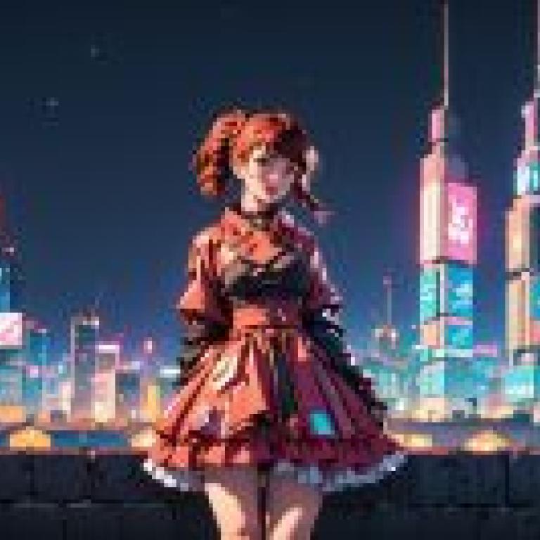 Anime beautiful girl figure， night high-rise dream-ai-mitsu cyberpunk beauty， city night light tablecloth download free download
