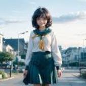 Computer wallpaper， live version， Mai Tina Hiiragi， dreaming of becoming a magical girl， sidewalk green skirt: the surreal Japanese uniform trend for schoolgirls