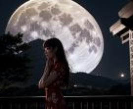 月夜繪畫之美 - 杜齊格滿月星空美女桌布免費下載