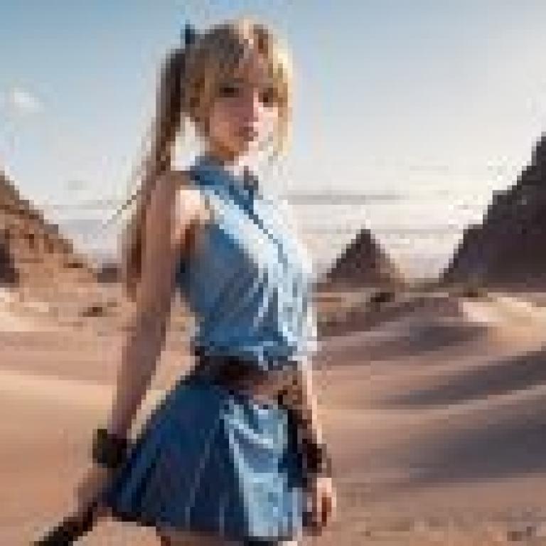 Computer wallpaper， live-action version， Lucy Heartfilia， Fairy Tail， Desert Phantom: Blue Skirt Wonderland