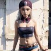 Computer wallpaper， Zola Zola Blue Dragon Xbox 360， real person， skateboard girl under pirate hat