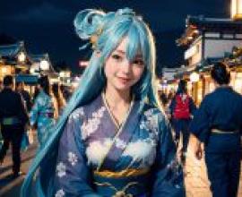 Live version， popular anime， the goddess of water， Acroga， donated blessings for the beautiful world， night travel kimono