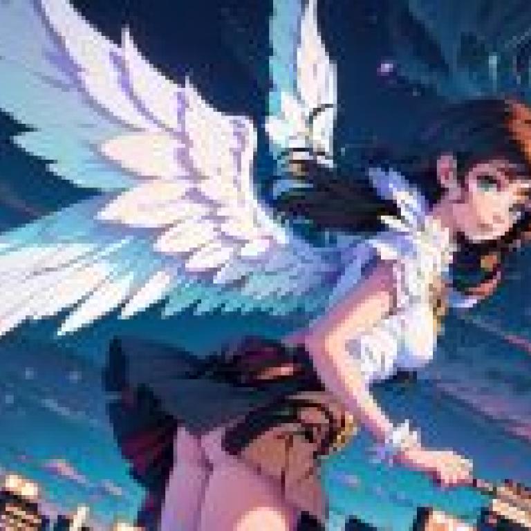 Anime beautiful girl， flying full moon dream -wing girl full moon fantasy， night view table cloth free download