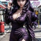 Mobile phone wallpaper， the inferior student of Magic High School， Yotsuba Maya， realistic， purple charm cosplay