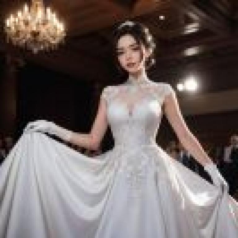 美女桌布免費下載：陳吉如的優雅白裙之美，背景大理石雕塑與洛可可畫作相得益彰