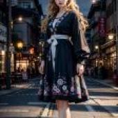 Mobile phone tablecloth， Korean-style photos of long-legged beauties， real people， Japanese elegance: street hakama kimono trend