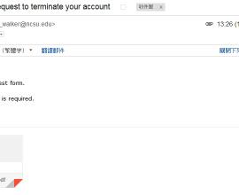 [詐騙][郵件][Gmail]We received your request to terminate your account