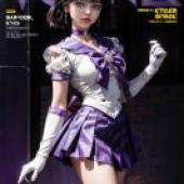 Mobile phone wallpaper， Sailor Saturn Sailor Moon， realistic， Purple Witch: Anime Goddess COSPLAY